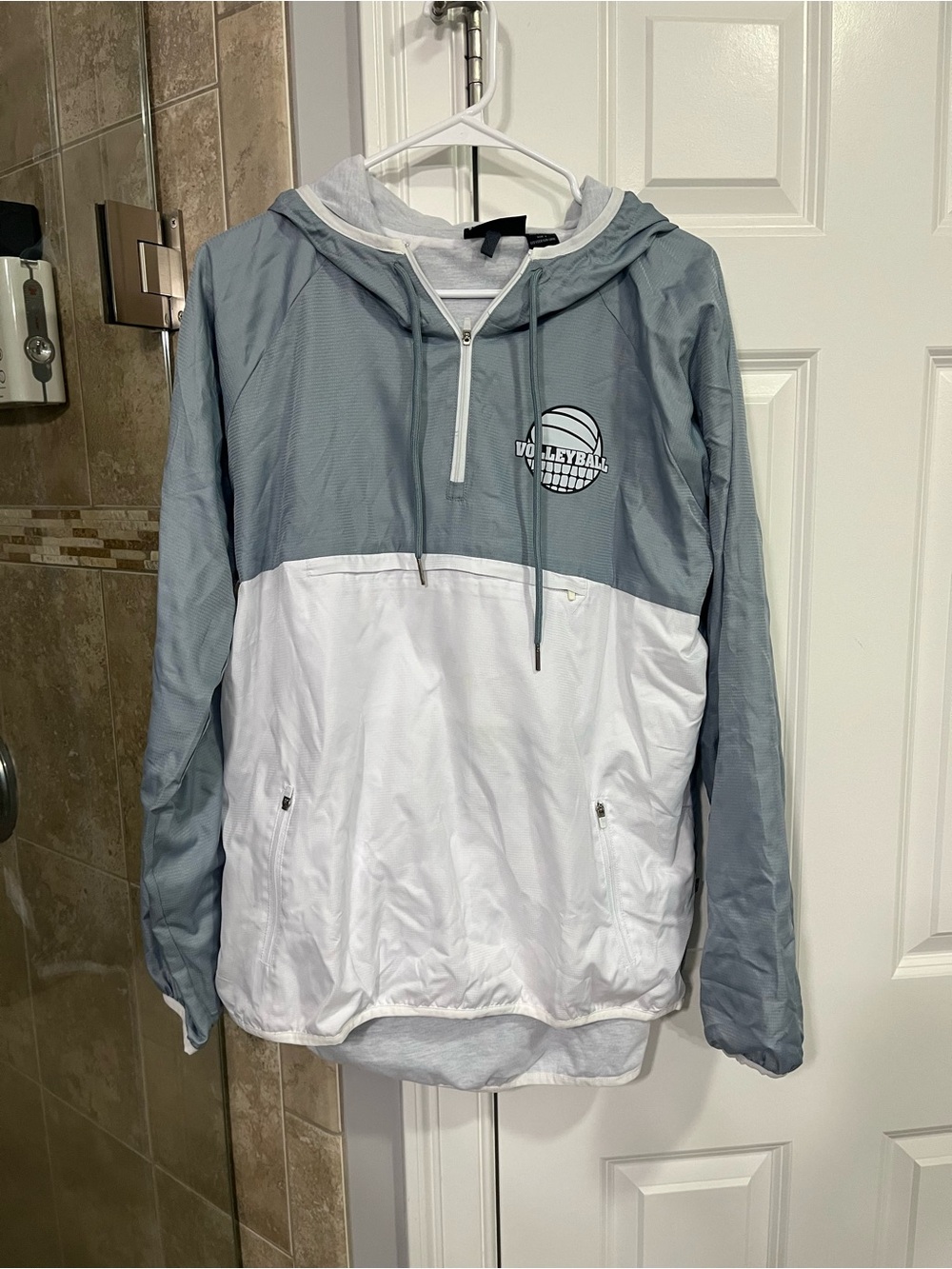 Pennant Sportswear Anorak Windbreaker Jacket - Grey/White Volleyball, Size L